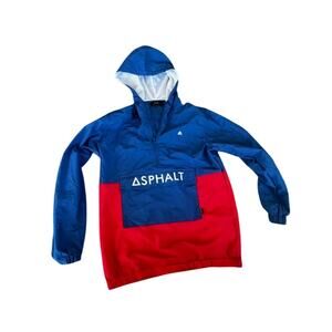 Asphalt Yaht Club AYC windbreaker size small red white blue hooded half zip jckt